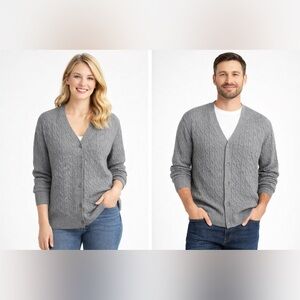 A New Day Cable Knit Cardigan Sweater Gray Men’s‎ S Women’s L NWT